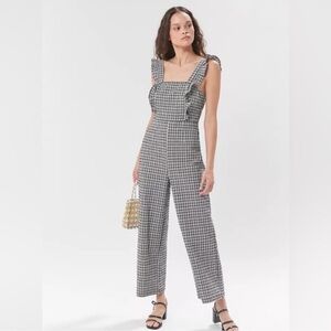 BCBG Black and White Checkered Jumpsuit with Wide-Leg Pants